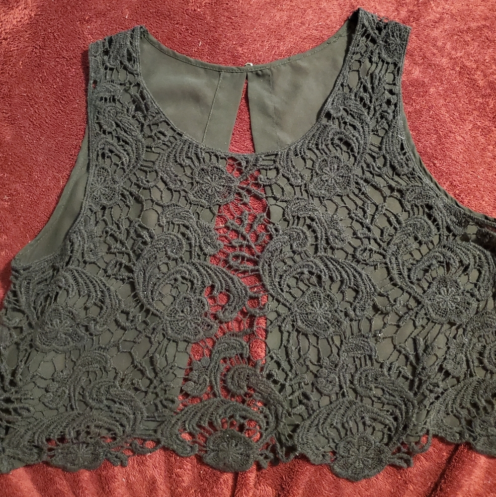 Lace Open Back Crop Top